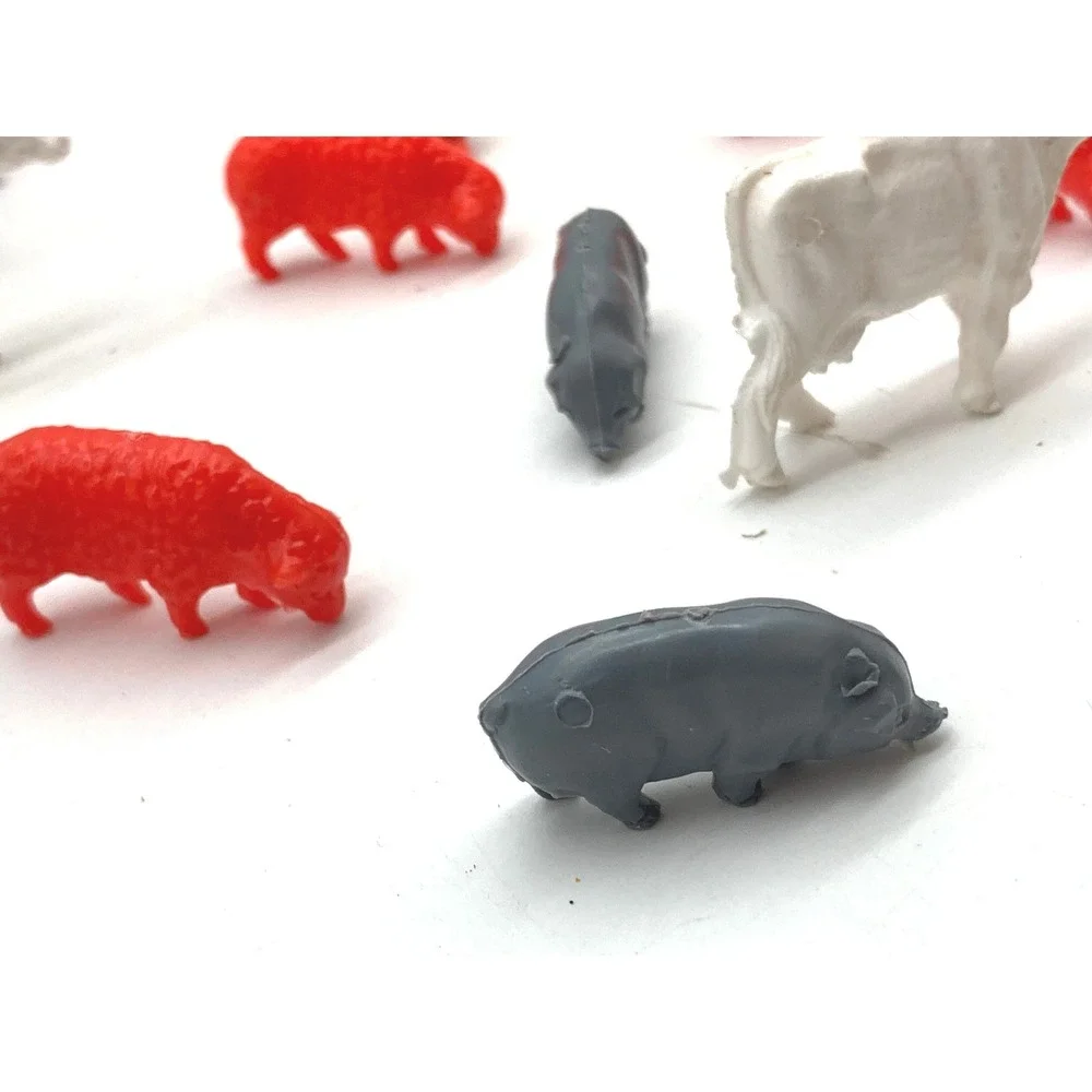 Vtg Plastic Farm Animal Playset Lot Barn Fence Tree Toy Figures 1970s 1980s 35Pc